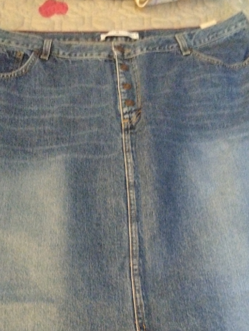 Tommy Hilfiger Blue Denim Button-Front Skirt